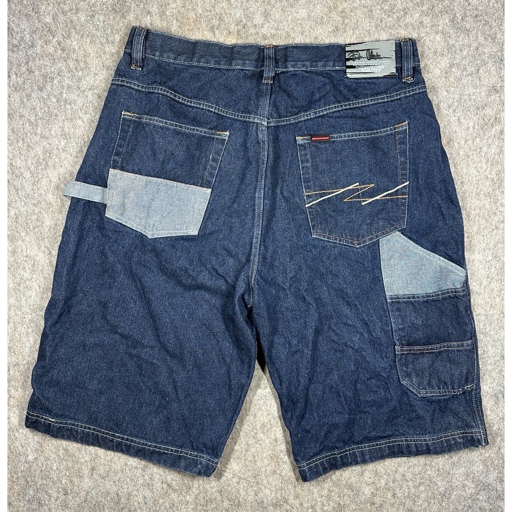 FUBU Denim Carpenter Shorts Mens 38 Blue Y2K Hip Hop Streetwear